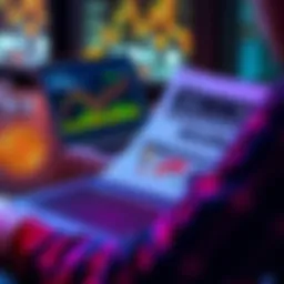 A person reviewing financial documents with a laptop showing cryptocurrency charts and a 401k plan guide