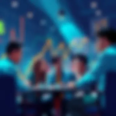 Crypto Adoption Insights A group of people discussing cryptocurrency in a casual setting, sharing ideas and insights on digital currency, with charts and graphs in the background.