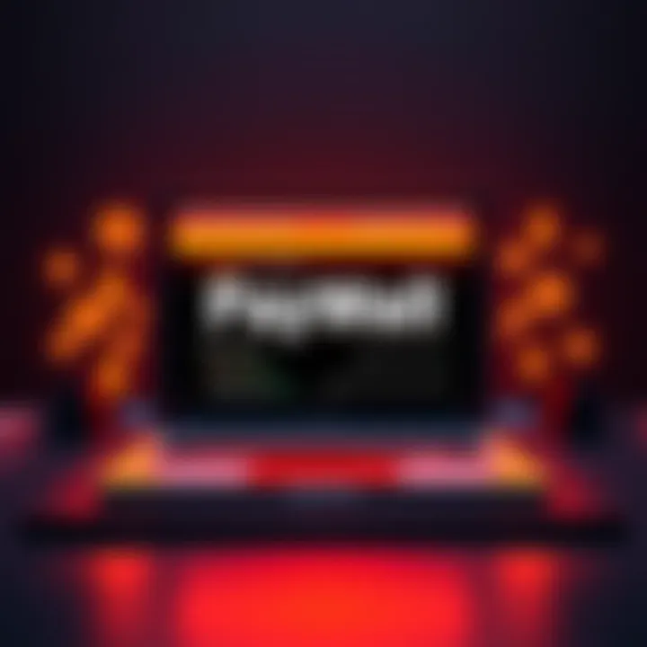 A laptop displaying a crypto-paywall Substack setup with dollar signs and cryptocurrency icons around it.