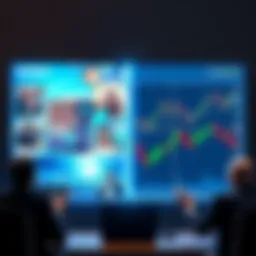 A split screen showing hype-driven accounts with fireworks and exaggerated gains on one side, and serious traders analyzing charts and graphs on the other side.