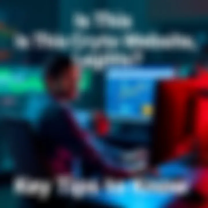 Individual sitting at a desk, looking at a computer screen displaying a crypto website, with a concerned expression