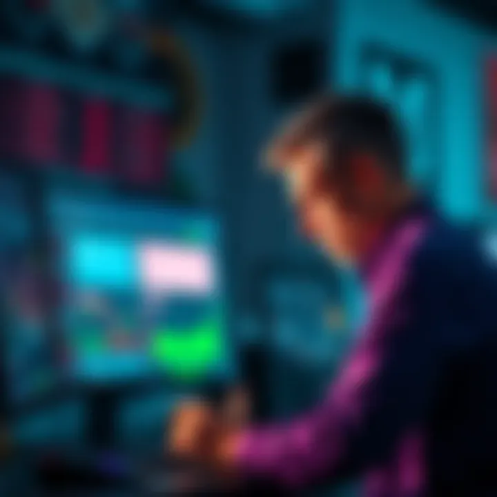 A frustrated trader looking at a computer screen showing account restrictions on a crypto platform.