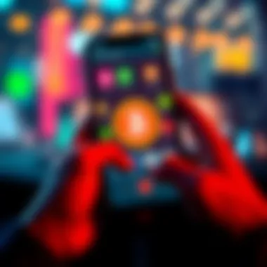 A person using a smartphone with various cryptocurrency apps displayed on the screen, representing user privacy and secure transactions.
