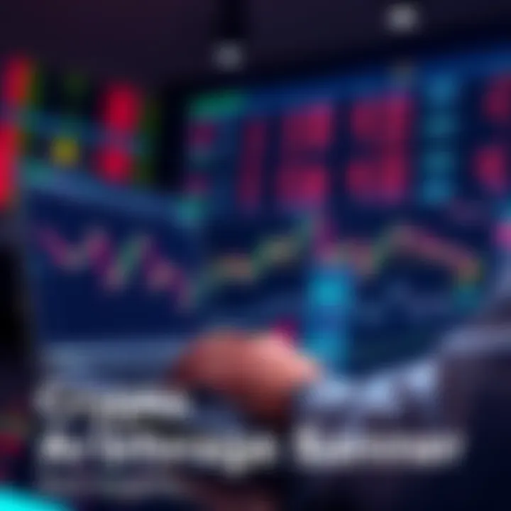 A person analyzing price differences on multiple cryptocurrency exchanges using a laptop and charts.