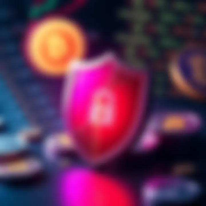 A visual representation showing a broken shield symbolizing failed security in cryptocurrency protocols, with coins and code snippets in the background.