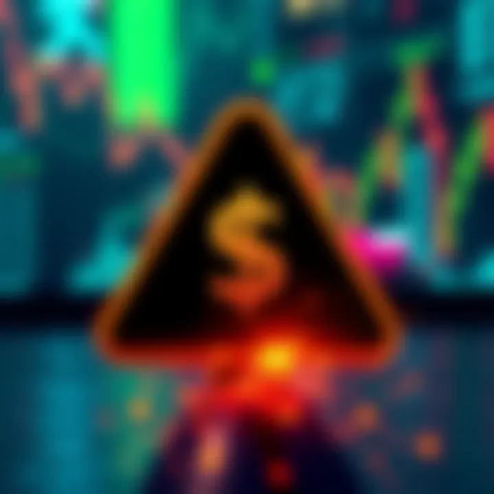 A graphic showing a warning sign with a dollar symbol and a distressed crypto market background, highlighting potential taxpayer impact.