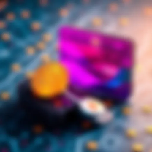 Graphical representation of a digital wallet and private keys with cryptocurrency symbols