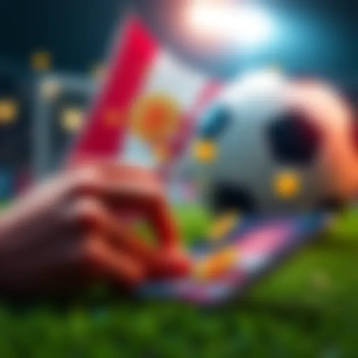 Crypto Betting on World Cup A person placing a bet on a smartphone with cryptocurrency symbols and a soccer ball in the background