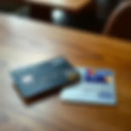 A side-by-side comparison of a crypto card and a traditional credit card on a wooden table, showing the different designs and features of each card.