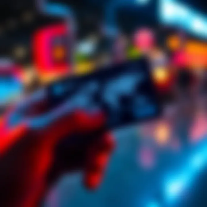 Person holding a crypto card with features highlighted Close-up of a hand holding a crypto card, showcasing instant conversion and international purchase features on the screen