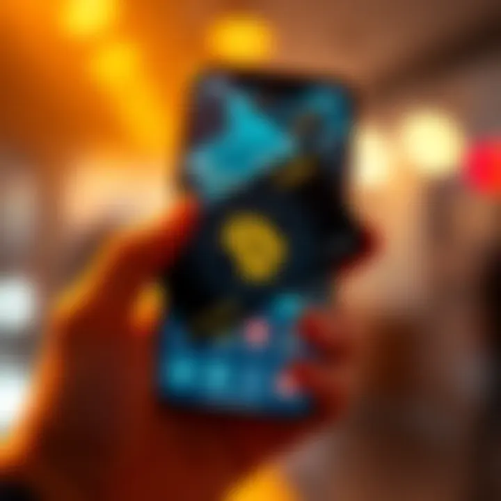 A person holding a crypto card with a digital wallet app on their smartphone in the background.