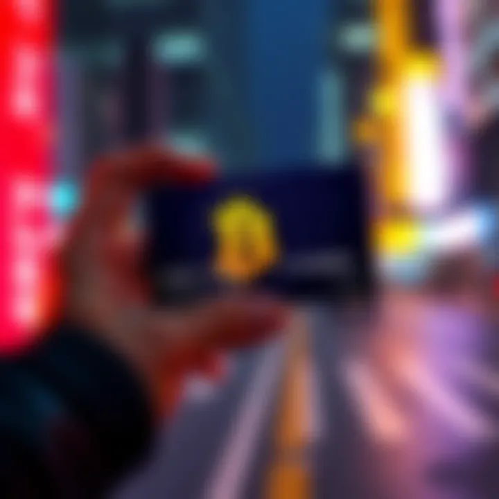 A person holding a crypto card with a digital currency logo, symbolizing easy cryptocurrency transfers without bank interference.