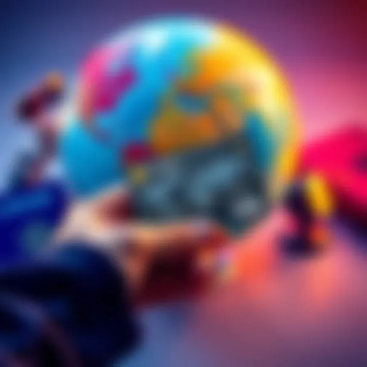 A person holding a crypto card with travel-related items like a passport and a globe in the background