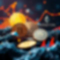 A visual representation of Bitcoin, Ethereum, and Solana surrounded by symbols of artificial intelligence and growth, indicating the future of cryptocurrency.