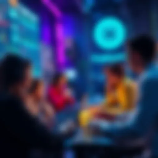 People collaborating in a digital environment, discussing issues related to Crypto.com services and security tips.