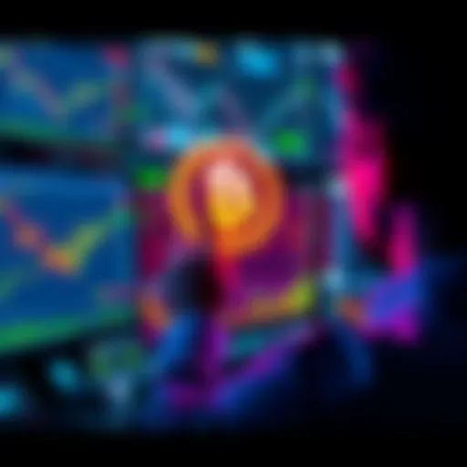 A person looking at multiple screens displaying cryptocurrency prices and fees to find lower buying costs for Bitcoin