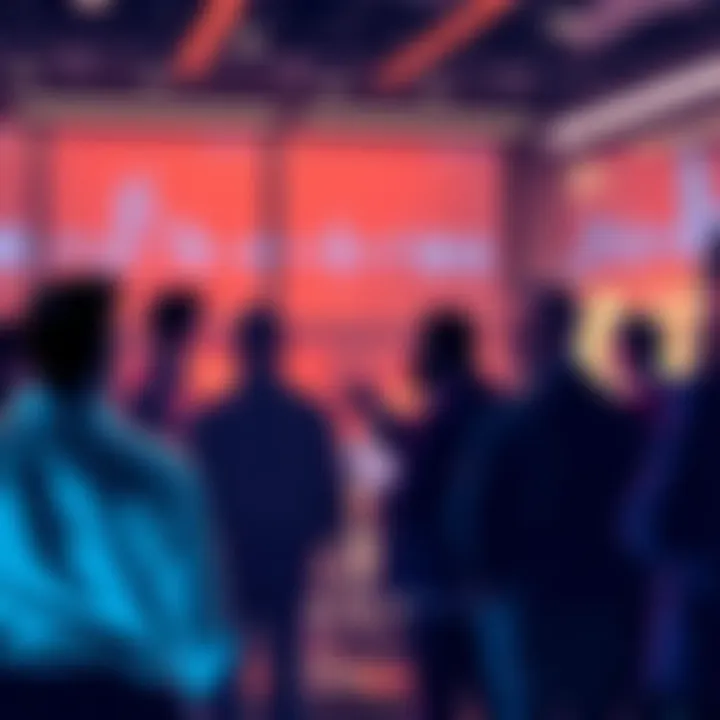 Crypto Discussion Forum A group of people discussing cryptocurrency trends and warnings at a forum