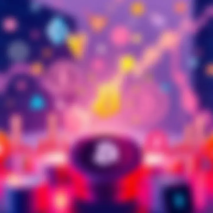 Illustration showing various cryptocurrency symbols and charts representing market trends and insights