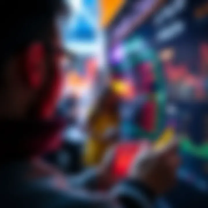 New crypto enthusiast buying Bitcoin A person excitedly checking a cryptocurrency app on their phone while looking at Bitcoin prices