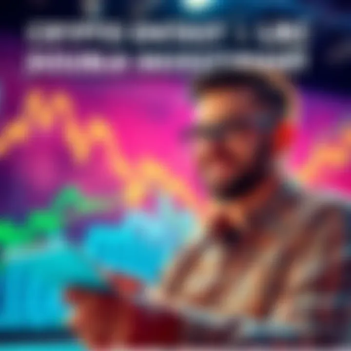 A long-time LRC holder smiles while reviewing their investment strategy, with a graph showing rising trends in the background.