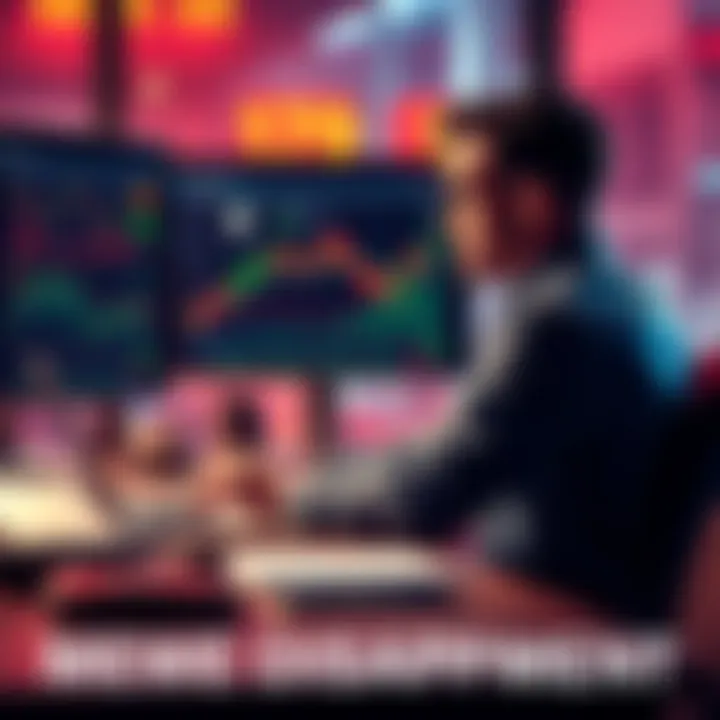 A thoughtful crypto trader sitting at a desk with a laptop, looking at cryptocurrency charts, symbolizing hope and strategic planning for the future