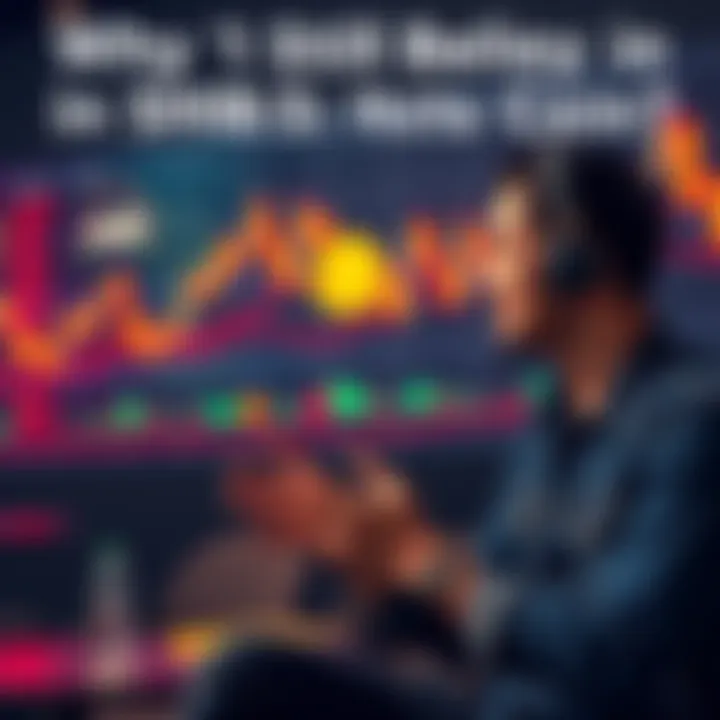 A person in a casual setting sharing insights about the SHIB cryptocurrency with a graph showing price trends in the background