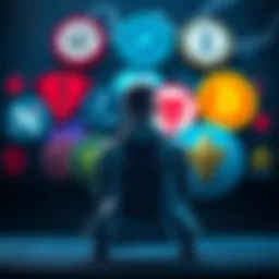 CZ stands in front of a group of rival crypto exchange logos, showing tension in the industry.