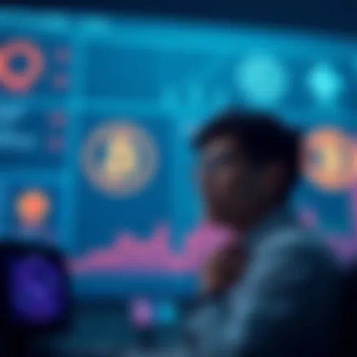 A person contemplating options for storing cryptocurrencies, with a digital wallet and exchange logos in view.