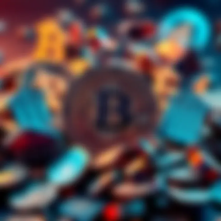 A digital representation of cryptocurrency coins surrounded by broken bank symbols, depicting a financial shift during a global conflict.