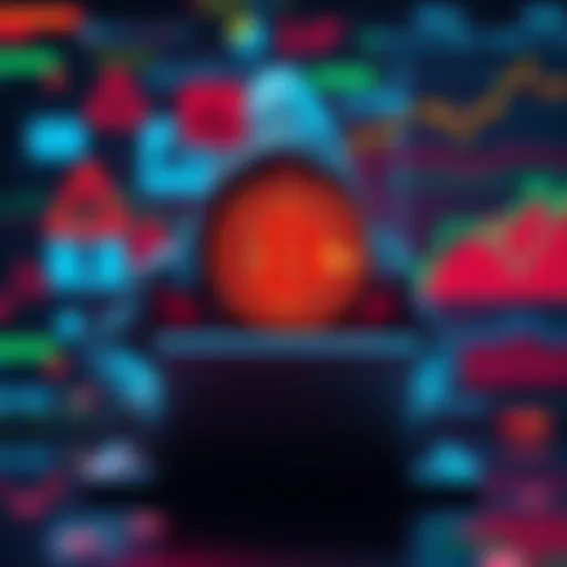 Crypto Hacks Overview A graphic showing a hacker accessing cryptocurrency wallets with warning symbols and financial loss graphs in the background.