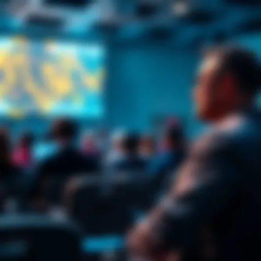 A key figure in the crypto market discussing trends and strategies at a conference