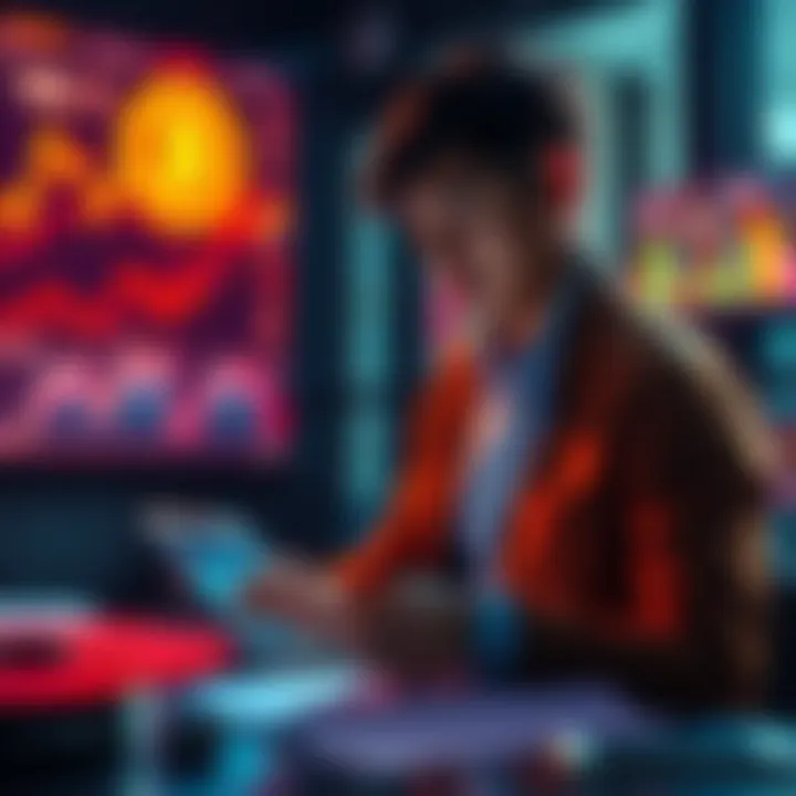 A person learning about cryptocurrency, looking at charts and notes on a digital tablet, symbolizing the journey of understanding crypto investing.