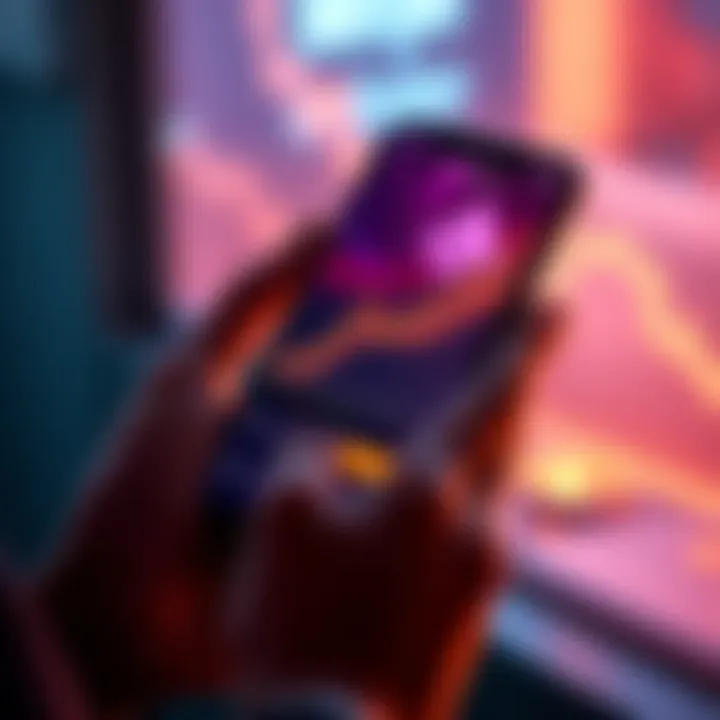 Investing in a Crypto Coin A person holding a smartphone displaying a chart with rising values, showing excitement about a cryptocurrency investment.