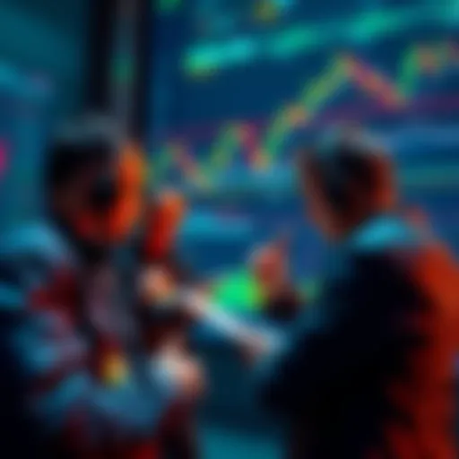 People analyzing cryptocurrency charts and discussing potential returns