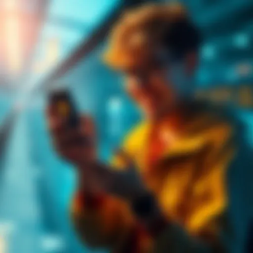 A beginner holding a smartphone with cryptocurrency symbols on the screen, looking excited about investing.
