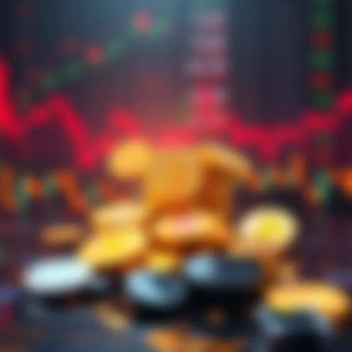 A visual representation of a balanced investment portfolio with 20% in cryptocurrency, showing coins and traditional assets like stocks and bonds.