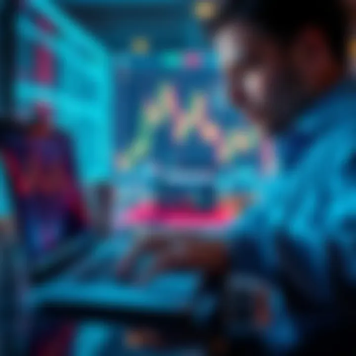 A person studying cryptocurrency charts on a laptop