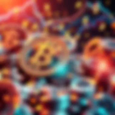 Surge in Cryptocurrency Investment A graphic showing a large influx of money into the cryptocurrency market, symbolizing a sudden increase in investment, with coins and dollar signs in motion.