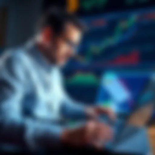 A seasoned crypto investor reviewing Bitcoin market data on a laptop with charts and graphs displayed.