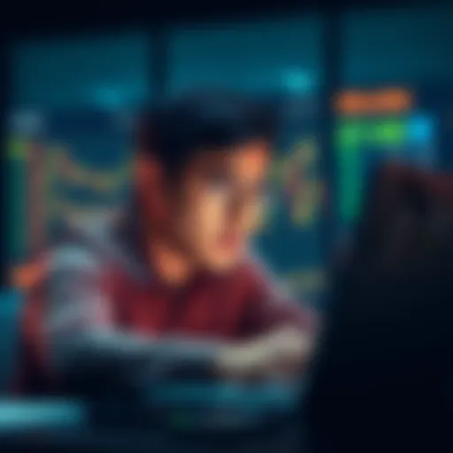 A first-time crypto investor looks worried while checking Solana prices on a laptop, reflecting uncertainty about holding or selling their investment.