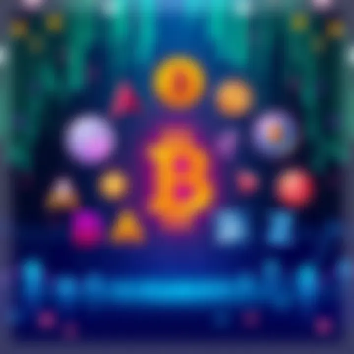 An illustration showing various cryptocurrency symbols from A to Z, representing key players like Avalanche and Zcash, with a digital background that suggests financial growth and technology.
