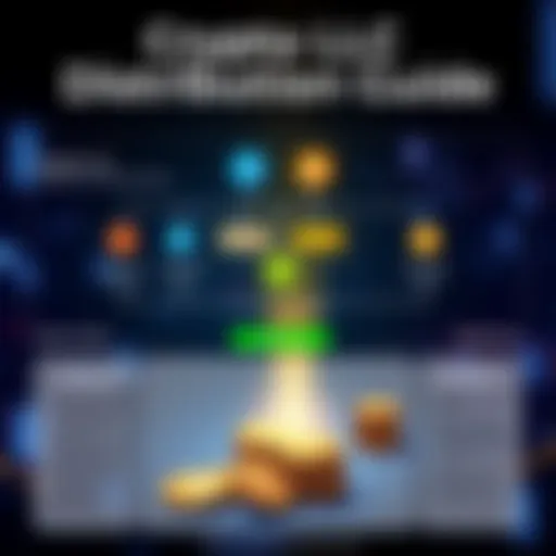 An infographic showing the flow of crypto and fiat distributions from a crypto LLC, highlighting key accounting aspects, with visual elements representing digital assets and currency.