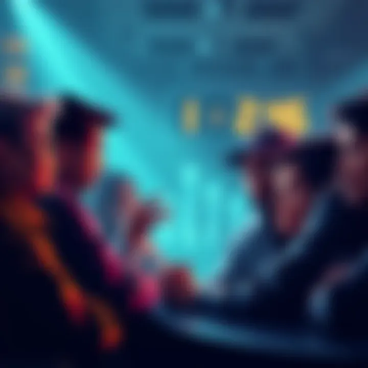 Group of individuals discussing their experiences and strategies after losing money in cryptocurrency investments