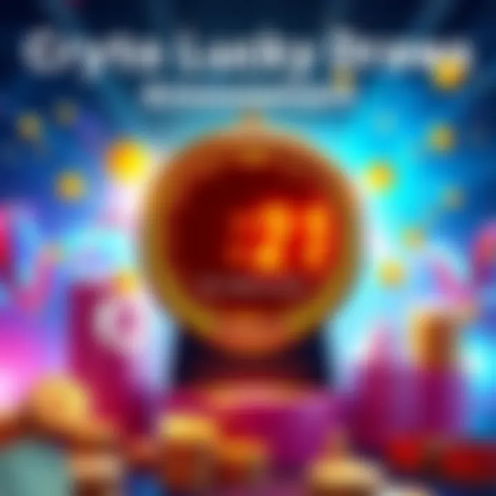 A vibrant graphic showing a countdown clock with BTC, ETH logos and a prize pool of USDT, symbolizing a lucky draw event.