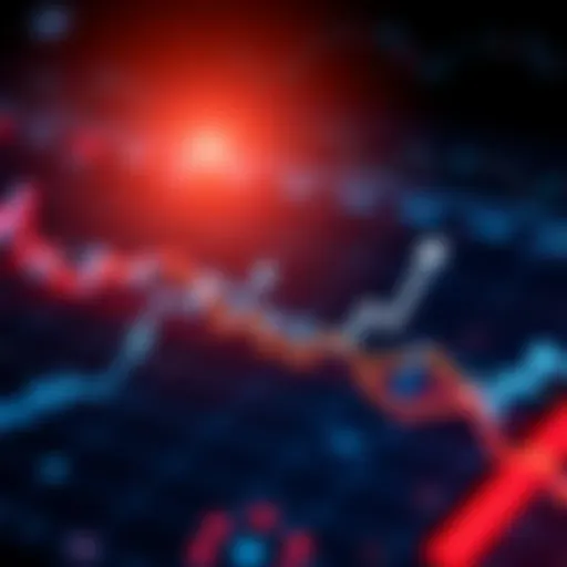 Graphic showing a steady rise in cryptocurrency trends with upward arrows and market graphs