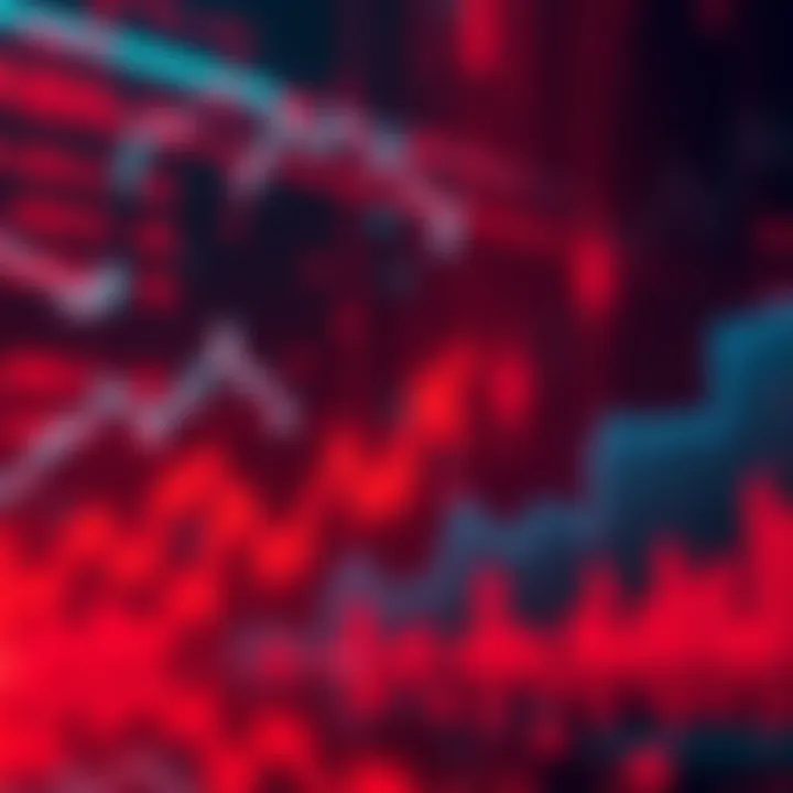 A graphic showing a downward trend in cryptocurrency prices with red indicators, symbolizing market crisis.