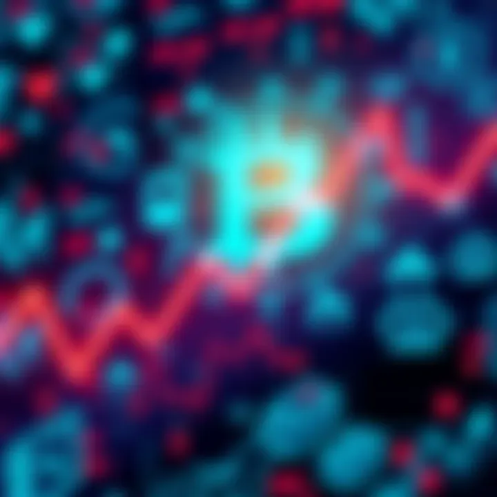 A graphic showing a downward trend in cryptocurrency values with AI symbols in the background