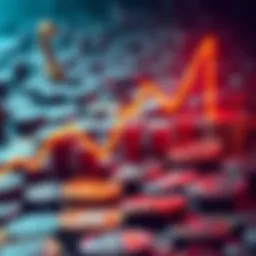 A downward graph illustrating the decline in cryptocurrency prices against a backdrop of coins, symbolizing market crash concerns.