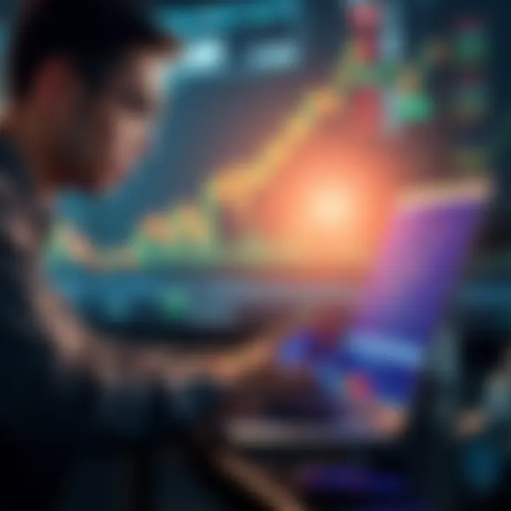 A worried person looking at cryptocurrency charts on a laptop, reflecting concern over market drops.
