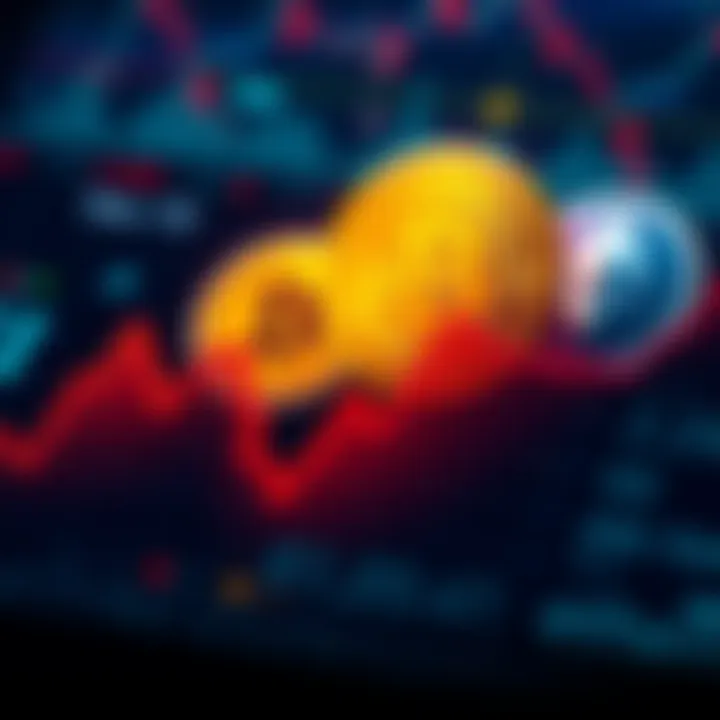 A graphic showing a downward trend in cryptocurrency values with Bitcoin and Ethereum symbols in the background, reflecting market anxiety.